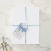 Dusty Blue Waterverf Bow Baby shower Cadeaulabel (Met Touw)
