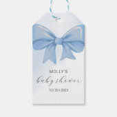 Dusty Blue Waterverf Bow Baby shower Cadeaulabel (Voorkant)