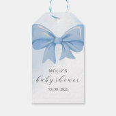 Dusty Blue Waterverf Bow Baby shower Cadeaulabel (Achterkant)