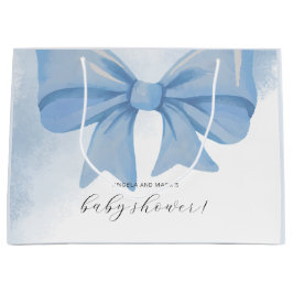 Dusty Blue Waterverf Bow Baby shower Groot Cadeauzakje