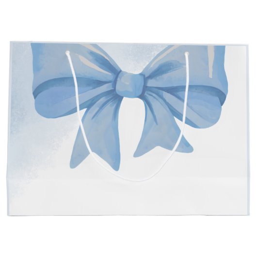 Dusty Blue Waterverf Bow Baby shower Groot Cadeauzakje (Achterkant)