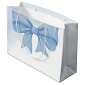 Dusty Blue Waterverf Bow Baby shower Groot Cadeauzakje (Achterkant Gekanteld)