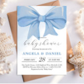 Dusty Blue Waterverf Bow Baby shower Kaart