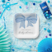 Dusty Blue Waterverf Bow Baby shower Papieren Bordje