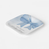 Dusty Blue Waterverf Bow Baby shower Papieren Bordje (Gebogen)
