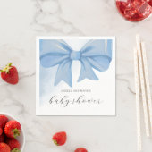 Dusty Blue Waterverf Bow Baby shower Servet (Insitu)