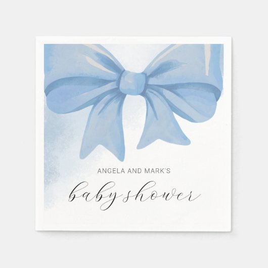 Dusty Blue Waterverf Bow Baby shower Servet (Voorkant)