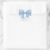 Dusty Blue Waterverf Bow Baby shower Vierkante Sticker (Tas)