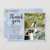 Dusty Blue Waterverf bruiloft dank u 3 foto Briefkaart (Voorkant / Achterkant)