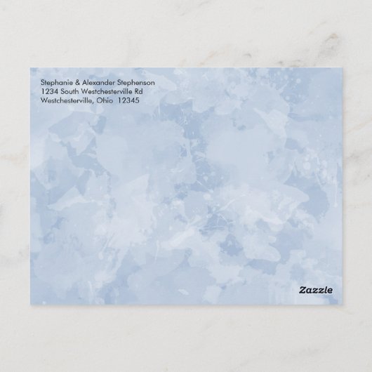 Dusty Blue Waterverf bruiloft dank u 3 foto Briefkaart (Achterkant)