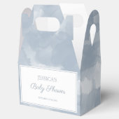 Dusty Blue Waterverf Brush Strokes Baby shower Bedankdoosjes (Geopend)