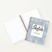 Dusty Blue Waterverf Brush Strokes Sketchbook Notitieboek (Binnen)