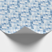 Dusty Blue Waterverf Check Pattern Cadeaupapier (Hoek)
