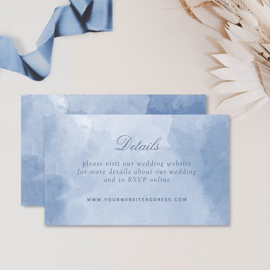 Dusty Blue Waterverf Chic Wedding Details Website Informatiekaartje