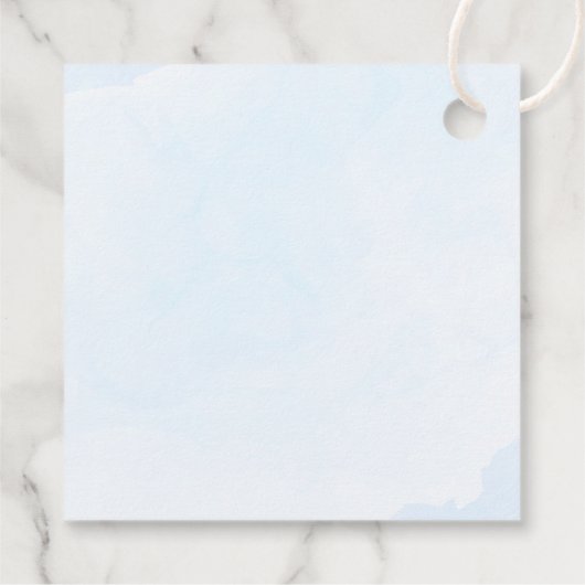 Dusty Blue Waterverf eerste communie doop Bedankjes Labels (Achterkant)