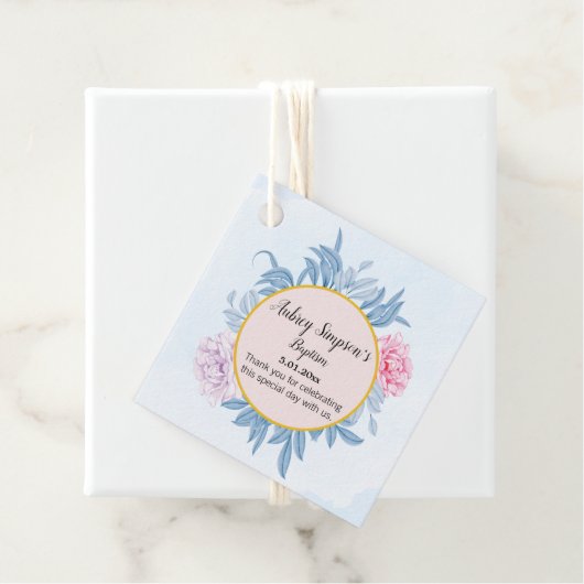 Dusty Blue Waterverf eerste communie doop Bedankjes Labels (In situ)