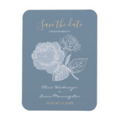 Dusty Blue Waterverf Etched Roos Save the Date Magneet (Verticaal)