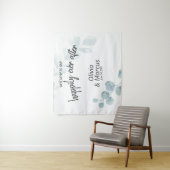 Dusty Blue Waterverf Eucalyptus Wedding Prop Wandkleed (In situ)