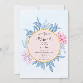 Dusty Blue Waterverf First Community Save The Date