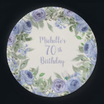 Dusty Blue Waterverf Floral 70th Birthday Papieren Bordje<br><div class="desc">Deze 70e verjaardagsartikelen borden zijn ontworpen met een schattige poot van stoffige blauwe waterverf bloemen en groenbladeren. De tekst is volledig klantgericht,  zodat ontwerp deze borden van de papierpartij voor iedereen van om het even welke leeftijd.</div>