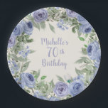 Dusty Blue Waterverf Floral 70th Birthday Papieren Bordje<br><div class="desc">Deze 70e verjaardagsartikelen borden zijn ontworpen met een schattige poot van stoffige blauwe waterverf bloemen en groenbladeren. De tekst is volledig klantgericht,  zodat ontwerp deze borden van de papierpartij voor iedereen van om het even welke leeftijd.</div>