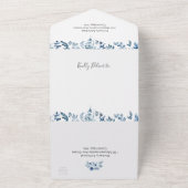dusty blue waterverf floral all in one uitnodiging (Buitenkant)