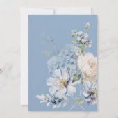 Dusty Blue Waterverf Floral Baby shower Kaart (Achterkant)
