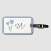 Dusty Blue Waterverf Floral Bagagelabel (Voorkant (horizontaal))
