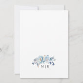 Dusty Blue Waterverf Floral Berry Winter Wedding Kaart (Achterkant)