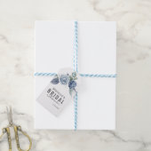 Dusty Blue Waterverf Floral Bloom Typografie Cadeaulabel (Met Touw)