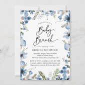 Dusty Blue Waterverf Floral Blue Baby Brunch Kaart (Voorkant)
