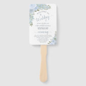 Dusty Blue Waterverf Floral Boho Wedding Programme Handwaaier (Voorkant)