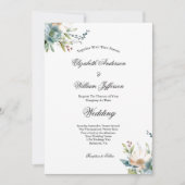 Dusty Blue Waterverf Floral Botanical Wedding Kaart (Voorkant)
