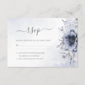 Dusty Blue Waterverf Floral Botanical Wedding RSVP Kaartje (Voorkant)