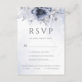 Dusty Blue Waterverf Floral Botanical Wedding RSVP Kaartje (Voorkant)