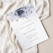 Dusty Blue Waterverf Floral Botanical Wedding Save The Date