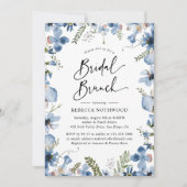 Dusty Blue Waterverf Floral Bridal Brunch Shower Kaart (Voorkant)