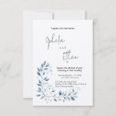 Dusty Blue Waterverf Floral bruiloft Uitnodiging (Voorkant)