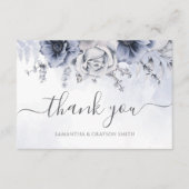 Dusty Blue Waterverf Floral Elegant Wedding Bedankkaart (Voorkant)