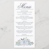 Dusty Blue Waterverf Floral Elegant Wedding Menu (Voorkant)