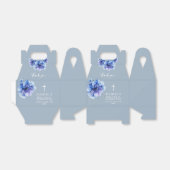 Dusty Blue Waterverf Floral First Holy Communion Bedankdoosjes (Uitgevouwen)
