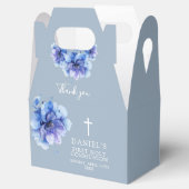Dusty Blue Waterverf Floral First Holy Communion Bedankdoosjes (Geopend)