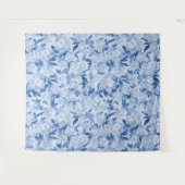 Dusty Blue Waterverf Floral Fotocall Dropback Wandkleed (Voorkant (horizontaal))
