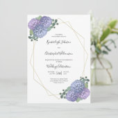 Dusty Blue Waterverf Floral Geometric Wedding Kaart (Staand voorkant)