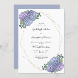 Dusty Blue Waterverf Floral Geometric Wedding Kaart