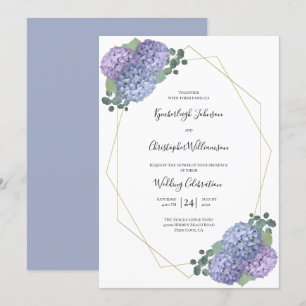 Dusty Blue Waterverf Floral Geometric Wedding Kaart