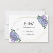 Dusty Blue Waterverf Floral Geometric Wedding RSVP Kaartje (Voorkant)