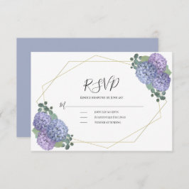 Dusty Blue Waterverf Floral Geometric Wedding RSVP Kaartje