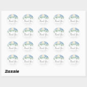 Dusty Blue Waterverf Floral Hartelijk dank Ronde Sticker (Vel)