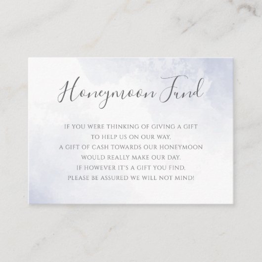 Dusty Blue Waterverf Floral Honeymoon Fonds Informatiekaartje (Voorkant)